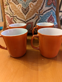 4 vintage Pyrex Corning Ware burnt orange mugs