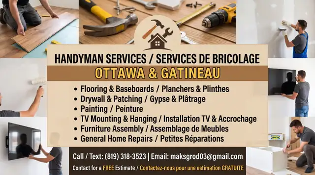 Handyman Services – Flooring, Drywall, Painting, TV Mounting