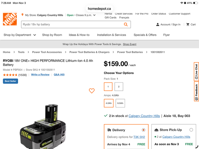 Ryobi 18v HP Battery (New) in Power Tools in Calgary - Image 2
