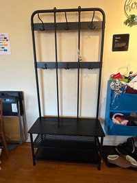 Selling IKEA PINNIG Coat rack with shoe storage bench, black