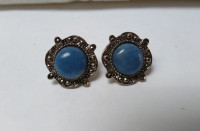 Vintage Earrings with Blue Stone