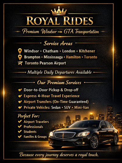 Toronto to Windsor Rideshare, View more