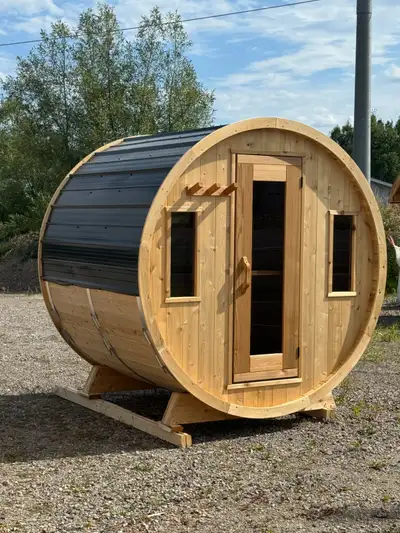 D253 7' x 6' Barrel Sauna, View more