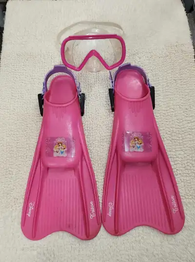 Disney Princess Girls Swim Set: Mask Goggles, Foot Flippers Fins, View more