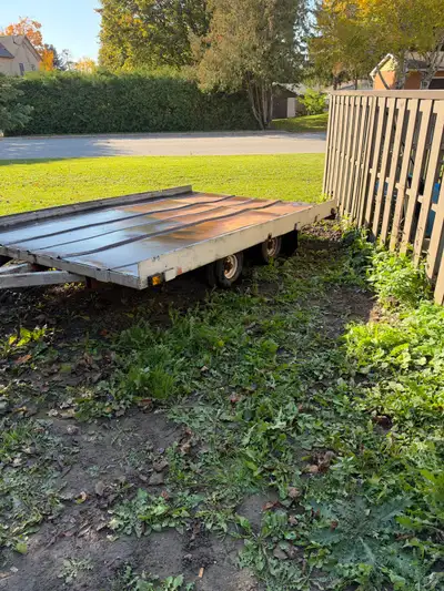 Older snowmobile trailer still a solid trailer good for lots of different uses its a ride on ride of...