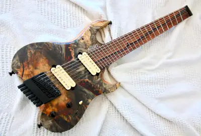 Kiesel Vader VM8 Multiscale Guitar, chambered, buckeye burl, View more