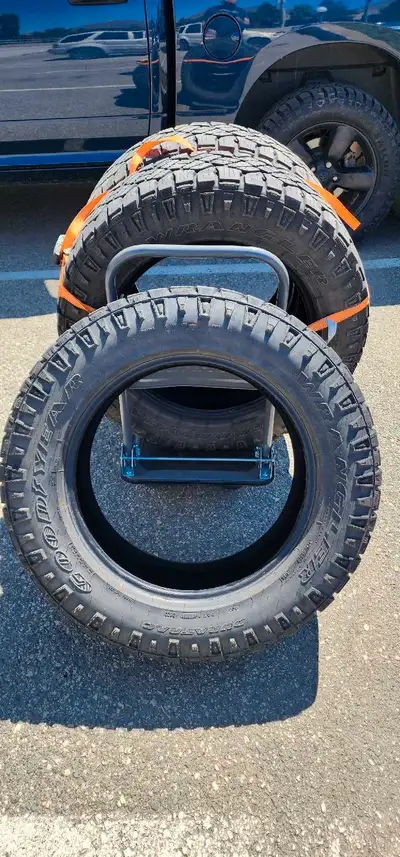 2 Goodyear Wrangler Duratrac with 27,000kms on them. About 70-80% tread left. Tires are in good shap...