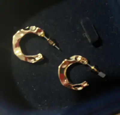 Women’s Gold-Tone Hoop Textured Earrings – Brand New, View more