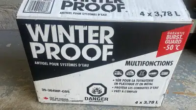 Keep your pipes safe this season with this Winter Proof plumbing antifreeze, which is in good, unope...