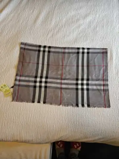 Burberry Classic Gray, Black, White & Red Plaid Scarf, View more