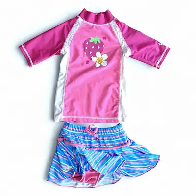 (2T) 2pc Swimsuit [UV Skinz] girls Rash Guard Bathing Suit Set, View more