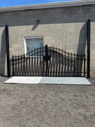 Dual Swing Driveway Gates | 14 and 16 FT | Heavy-Duty Wrought Ir, View more