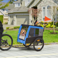 2-in-1 Dog Bike Trailer Pet Stroller for Medium Dogs with Suspen