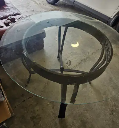 Round table with glass top - $40 OBO, View more