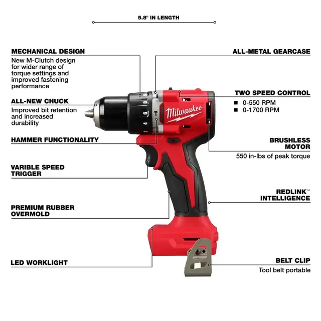 New! Milwaukee M18 1/2" Compact Brushless Hammer Drill 3602-20 in Power Tools in City of Toronto - Image 3