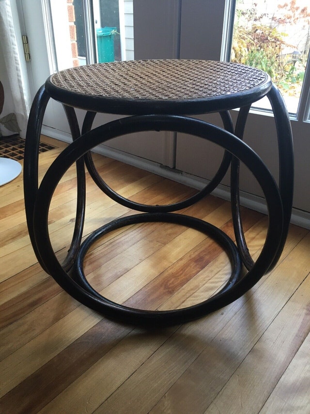 Super RARE Mid Century Modern Bent Wood and Cane Stool Arts