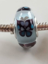 PANDORA Sterling Silver Blue Butterfly Kisses Murano Glass Charm