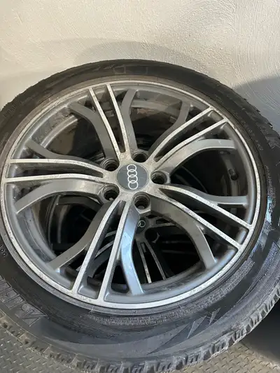Set of 4 factory Audi wheels and Tires Bridgestone Blizzak winter tires - lots of tread 255-45R18 Ce...