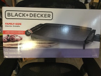 Black & Decker Family Sized Electric Griddle, Black, 20" x 11"