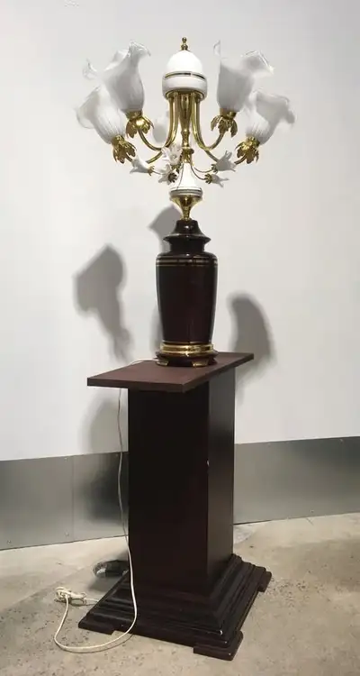 Mid Century White Italian Murano Glass Tulip Table Lamp - $280, View more