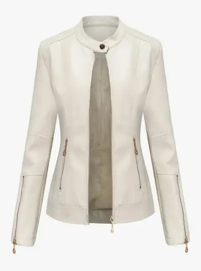JMSUN Women's Motorcycle Jacket Leather, Stand Collar Jacket, View more