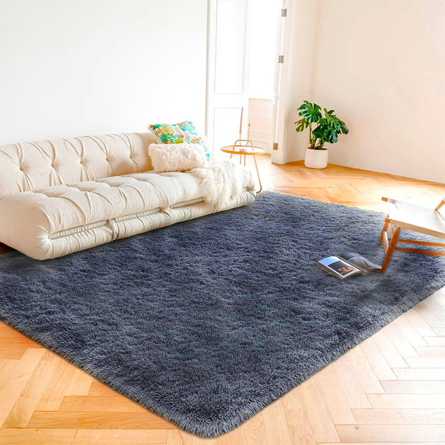 Tapis moelleux neuf 5.3x6.5pds -Bleu gris/Carpet rug shaggy dans Tapis et moquettes  à Ville de Montréal - Image 3