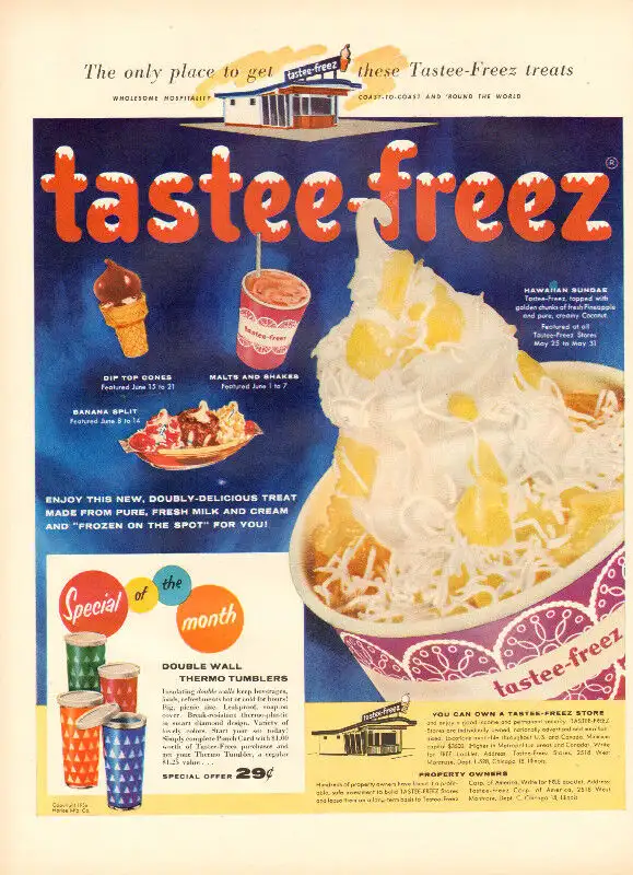 1956 large (10 ¼ x 14) color magazine ad for Tastee-Freez Restau in Arts & Collectibles in City of Halifax - Image 2