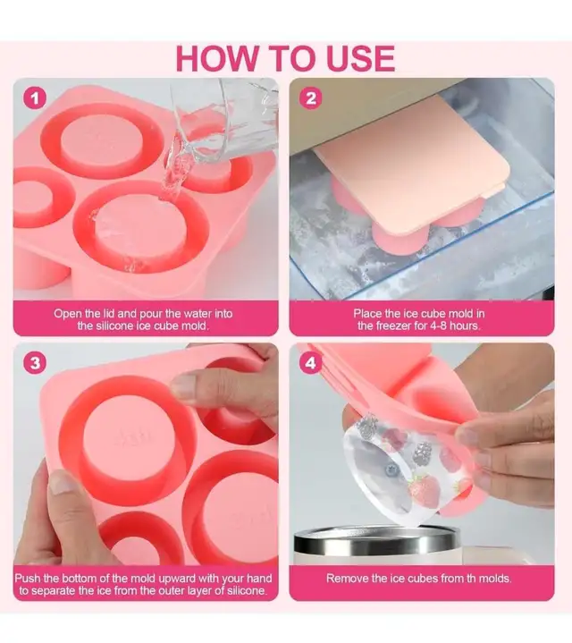 Pink Silicone Ice Cube Tray & Dust Cover Set62863733692673124