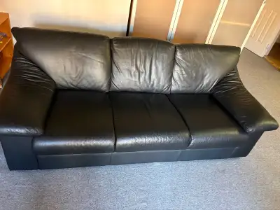 Free Black leather couch, View more