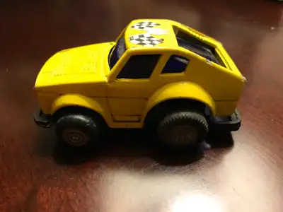 Vintage Metal Race Car, Checkered Flag on Top. #503 collector car.