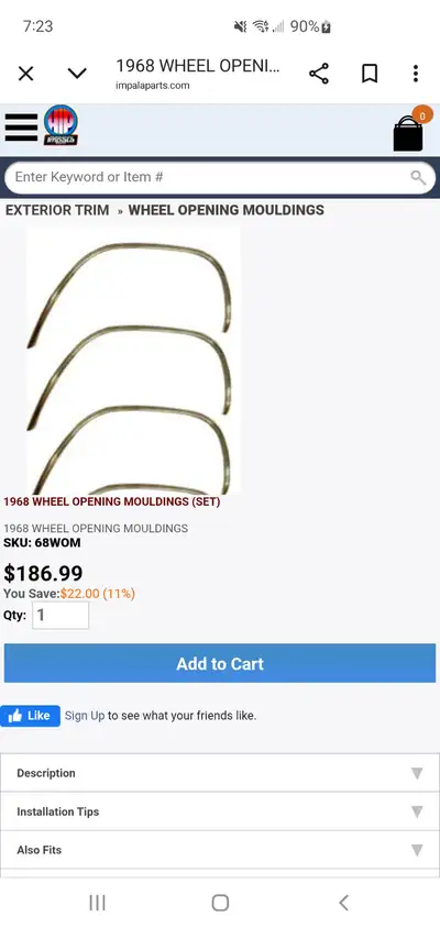 Aftermarket from Hubbard's Impala Parts Price in the photo is US Sold as a full set BNIB