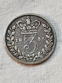 1835 Maudy United Kingdom 3 Pence Silver Coin