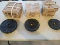 Various weight plates and dumbbells for $1 per pound 