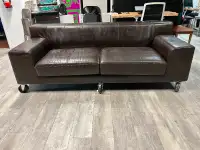 Brown artificial leather couch