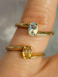 Vintage 10k Gold Rings - citrine and Aquamarine 