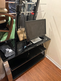 Glass and metal tv stand 
