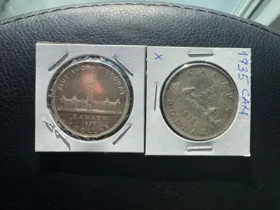 2 CANADA 80% SILVER DOLLARS papa king & grandpa king SUPER NICE, View more