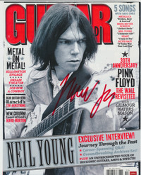 ORIGINAL NEIL YOUNG SIGNED GUITER WORLD MAGAZINE COVER PAGE