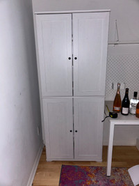 2 White Ikea Bookcases With Shelving
