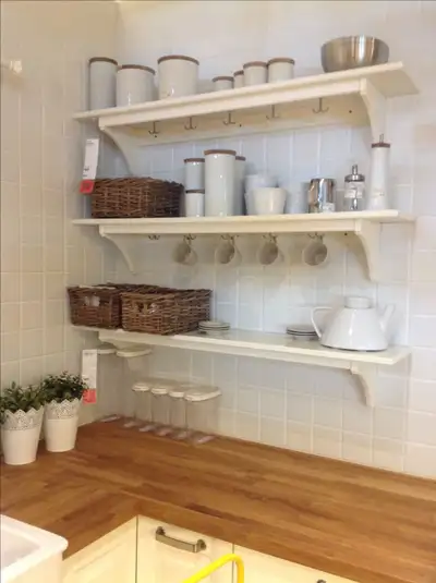 Étagère murale blanche avec crochets IKEA STENSTORP (120 cm), View more