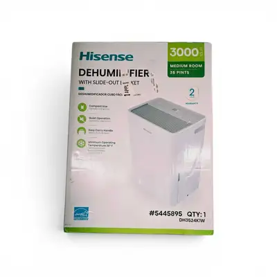 Ce déshumidificateur Hisense DH3524K1W est neuf et dans sa boîte d'origine, prêt à éliminer l'humidi...