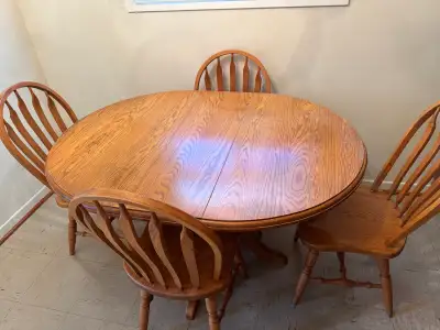Oak Dining Table and Chairs, View more