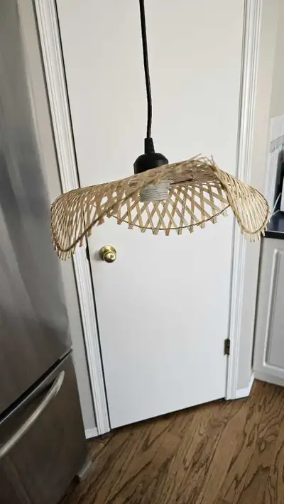 Natural Bamboo Wavy Hanging Lamp / Light Fixture - NEW, View more