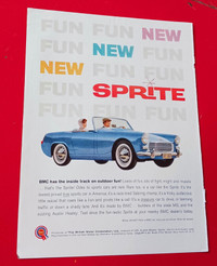 COOL ORIG 1961 AUSTIN HEALEY SPRITE VINTAGE CAR AD - ANNONCE