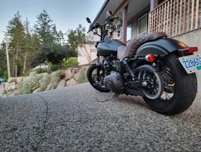 Denim Black 2017 Harley-Davidson Street Bob, a true embodiment of classic American motorcycle design...