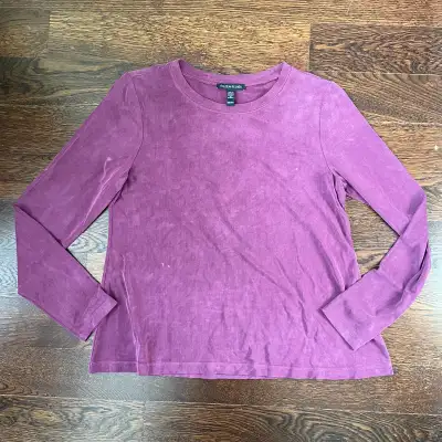 Eileen Fisher Pink Long Sleeve Sueded Cupro Crew Neck Jersey Top, View more