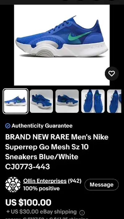 Men's Nike Superrep Go Mesh Sneakers Blue/W, View more