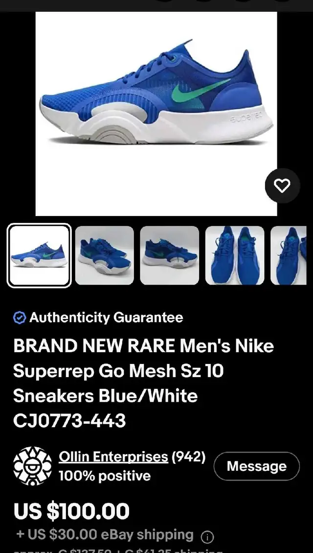 Men's Nike Superrep Go Mesh Sneakers Blue/W in Men's Shoes in Calgary - Image 2