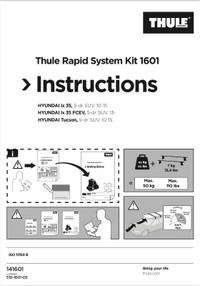 Thule Fit Kit #1601 - Hyundai Tucson/ Hyundai ix 35