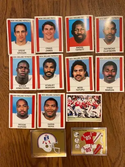 Lot of 13 1988 Panini New England Patriots football stickers, View more